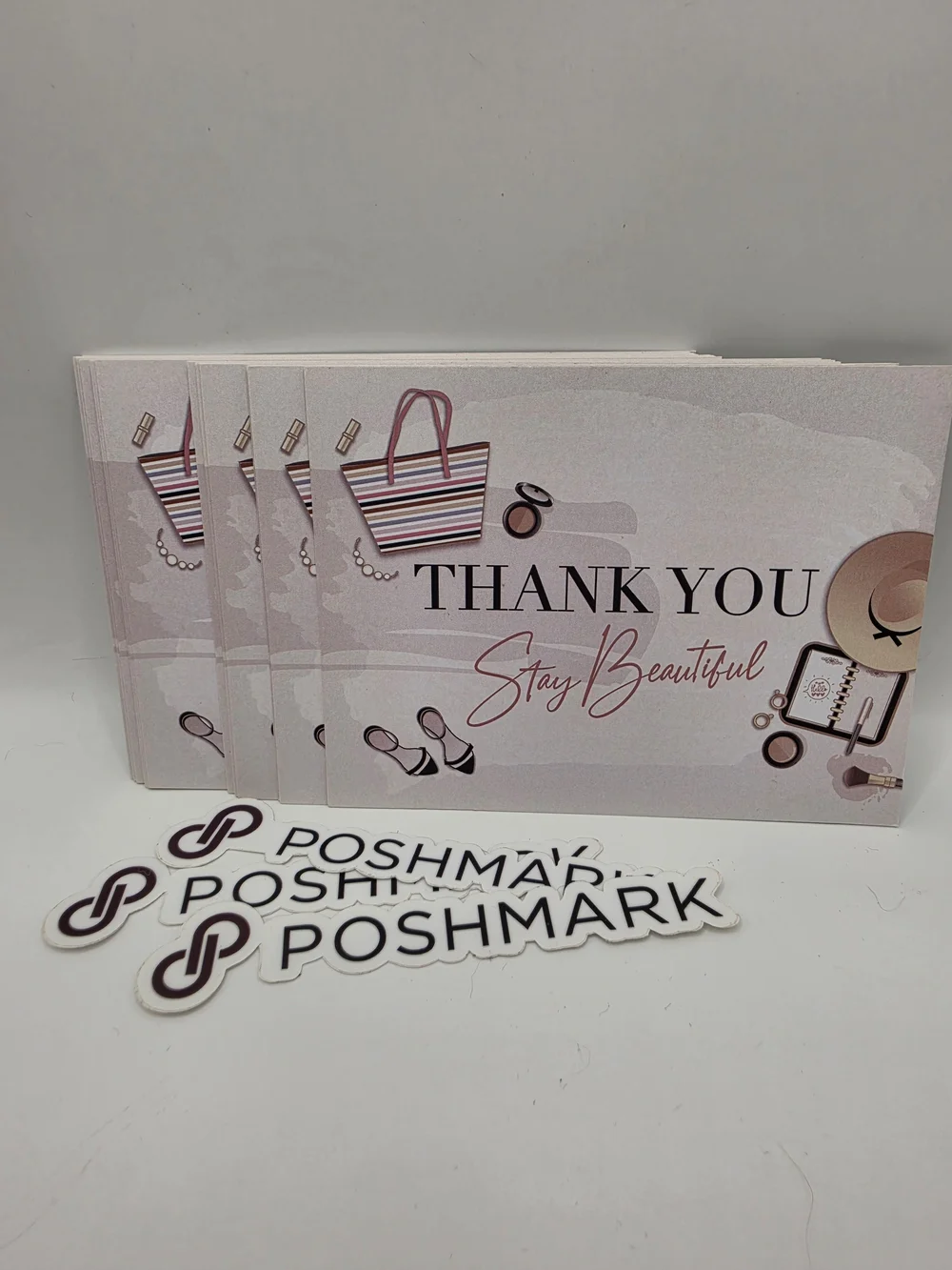 Poshmark Pack 24 Thank You Cards Sticker Set Pink Stay Beautiful Notes